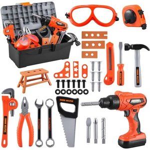 Kids Tool Set–Zealous 45 PCS Toddler Tool Set with Tool Box&Electronic Toy Drill